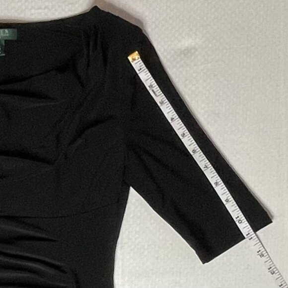 Lauren by Ralph Lauren Black Cowl Neck Ruched Midi Dress | Size 4 - Picture 8 of 8